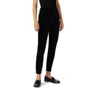 DL1961 Chrissy Ultra High Rise Black Velvet Button Fly Jeans Women's Size 24